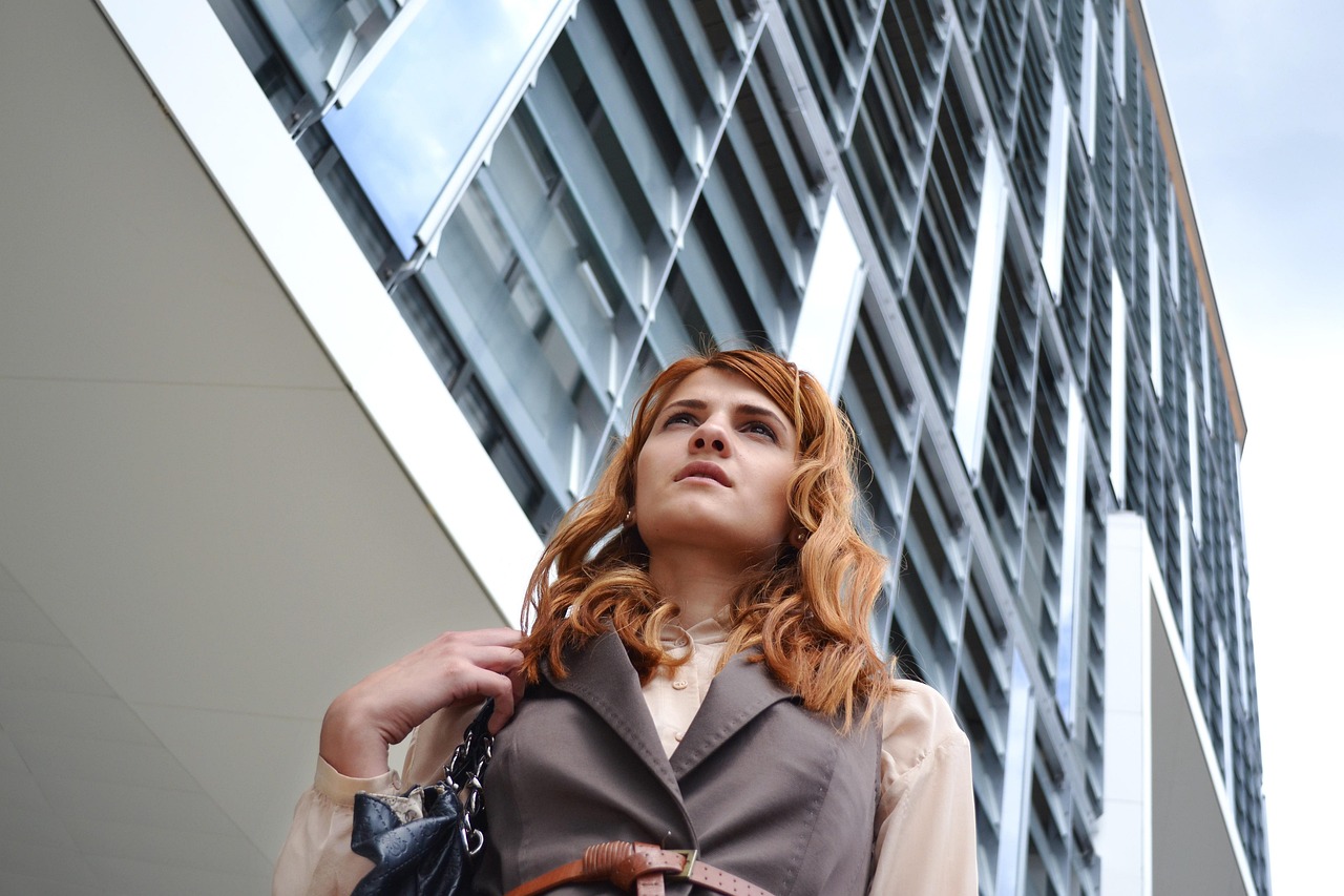 Finance professional outside a city business centre